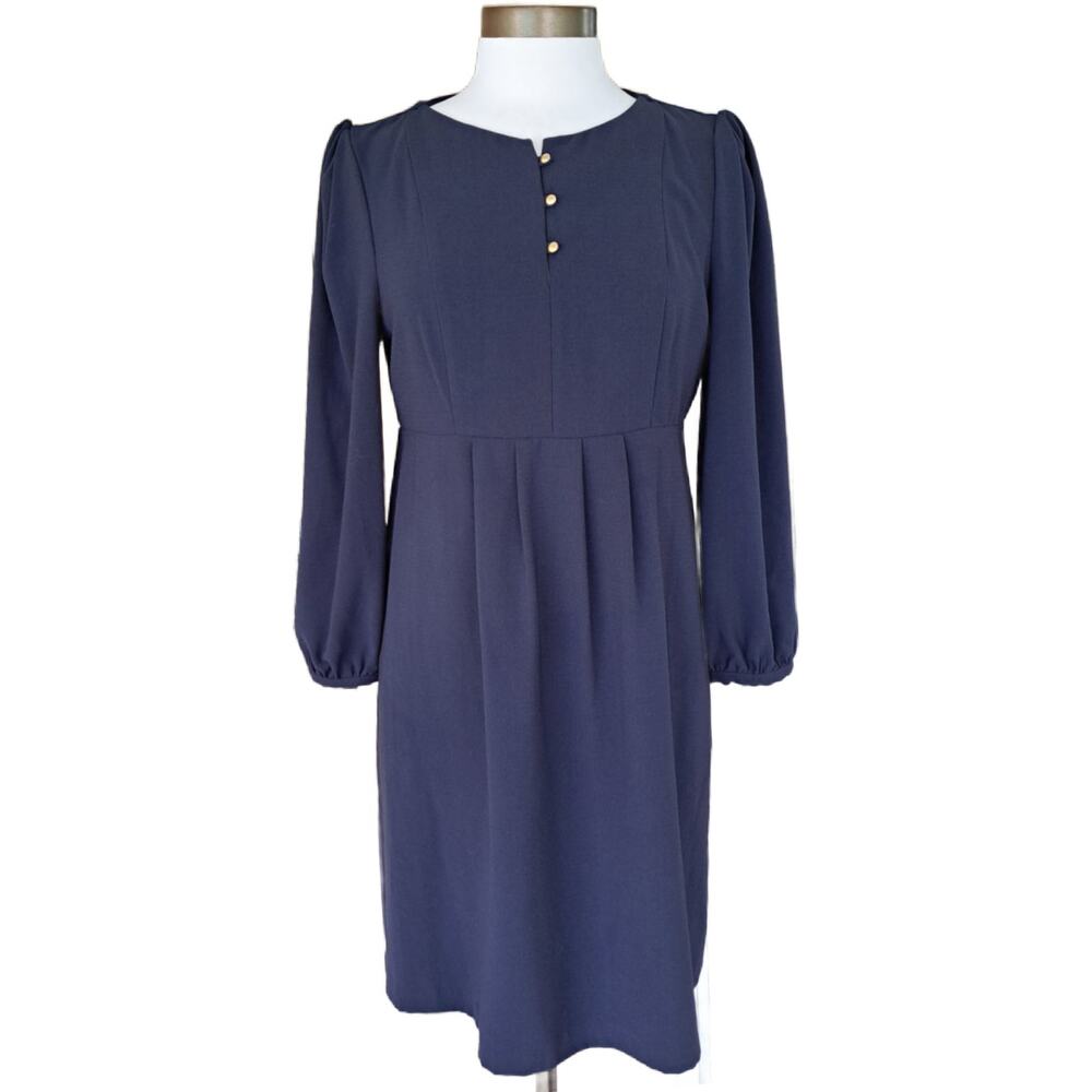 Anthropologie Hi There Karen Walker Navy Blue Long Sleeve Dress Size 6 Retro